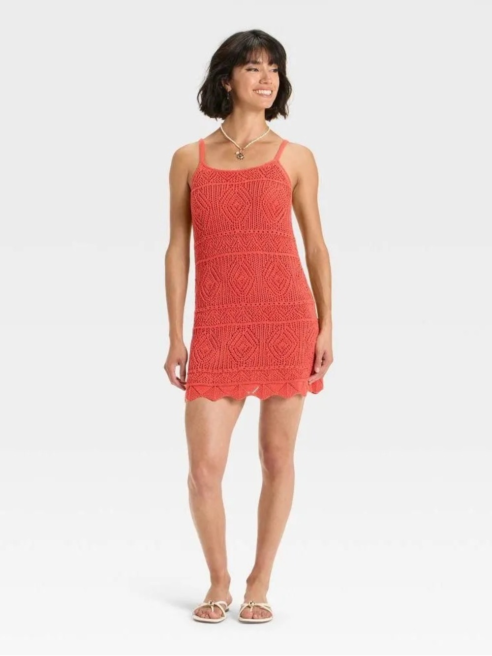 a new day Coral Crochet Mini Dress large